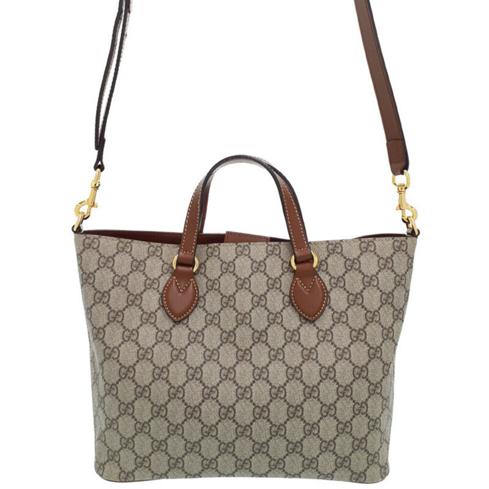 Gucci monogram Supreme 2way Bag Tote brown canvas GG GG signature - Picture 2 of 9